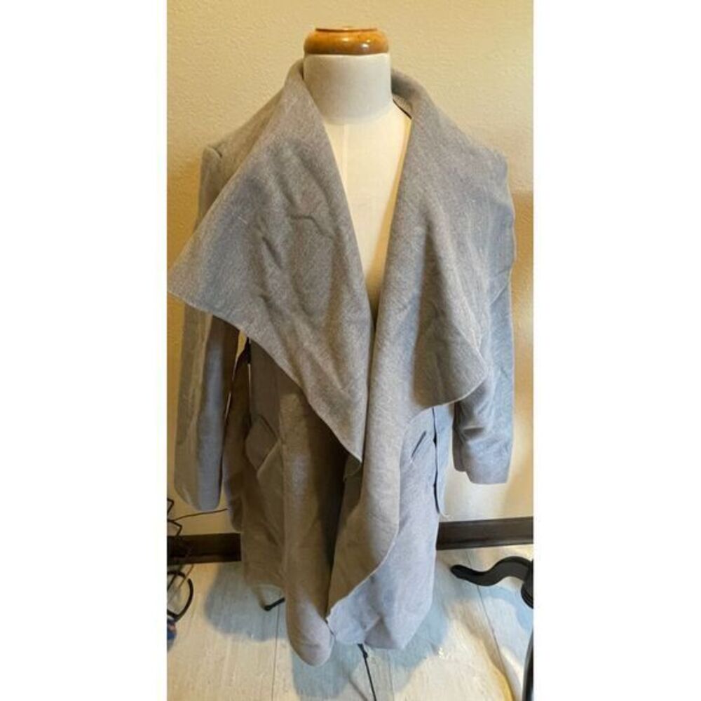 Elegant Gray Waterfall Collar Belted Long Cardigan Coat gray made In Italy 22